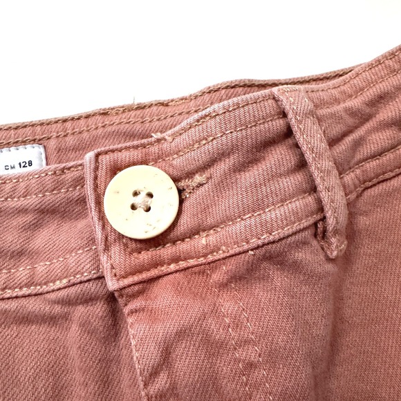 ZARA Kids Girls Marine Wide Leg Jeans Coral High Waisted Raw Hem Size 8 - Picture 4 of 6